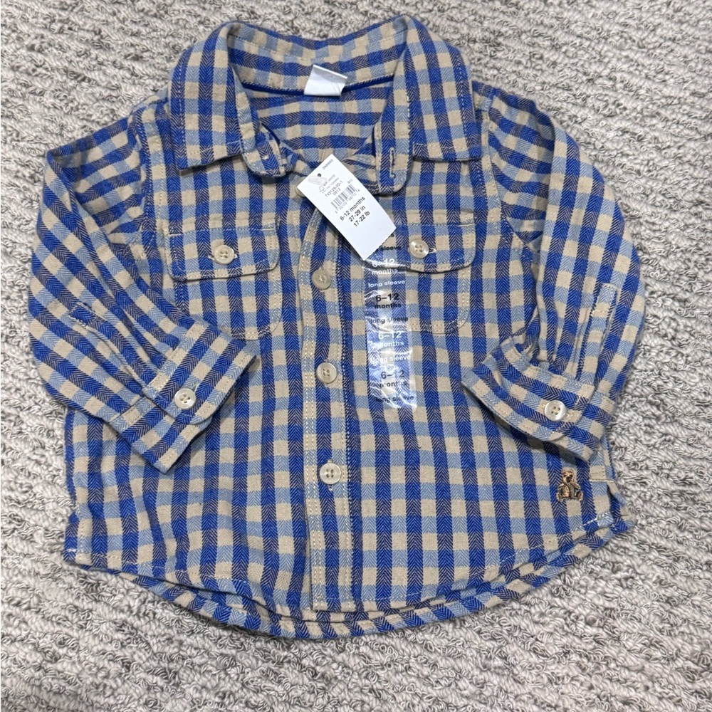 5 for $25 SALE 🎉  Blue and Tan Plaid Button-Front Kids Shirt- baby gap